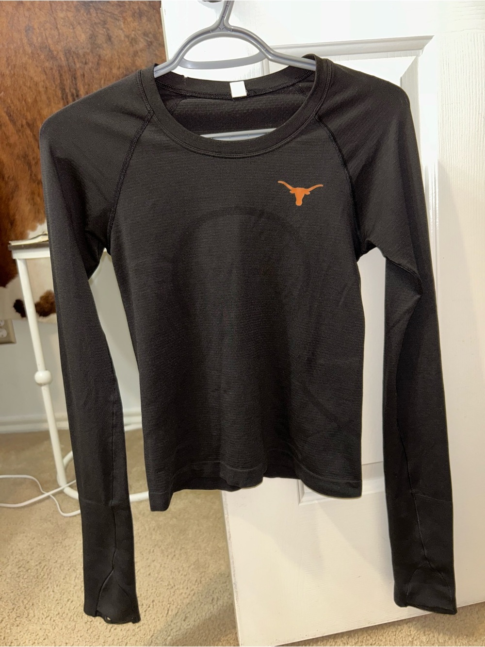 lululemon athletica Black Long-Sleeve Crew with Orange Emblem